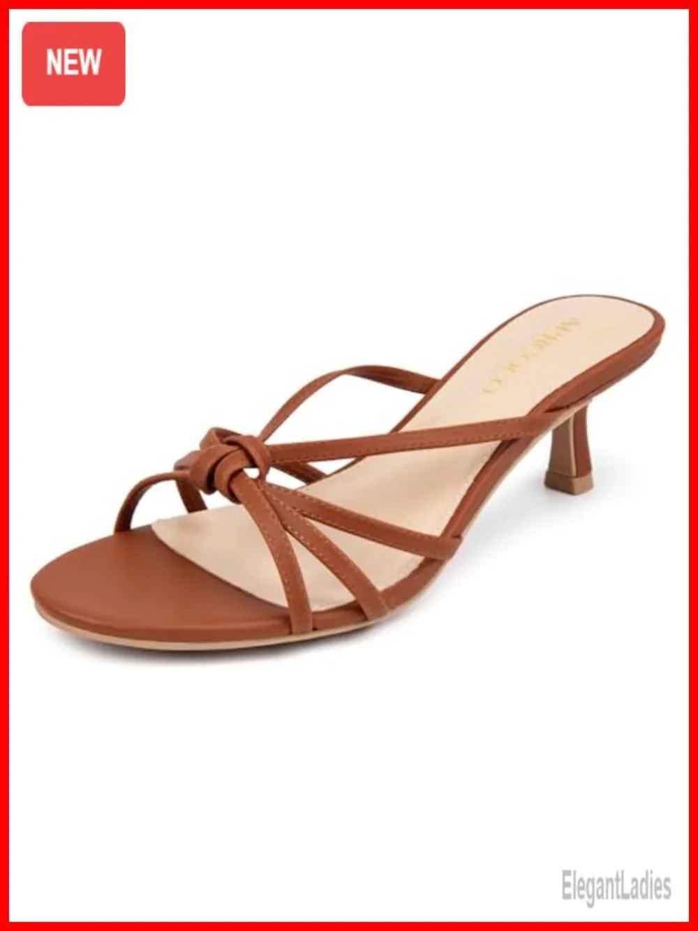 Strappy Kitten Heels Knotted Open Round Toe Slip On Mule Heeled Sandals